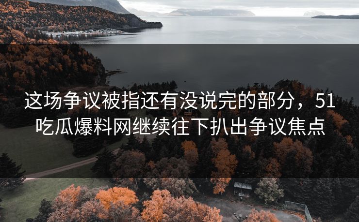 这场争议被指还有没说完的部分，51吃瓜爆料网继续往下扒出争议焦点