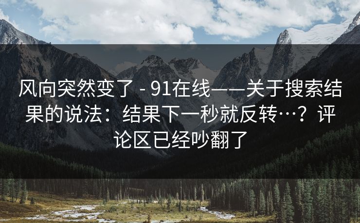 风向突然变了 - 91在线——关于搜索结果的说法：结果下一秒就反转…？评论区已经吵翻了
